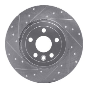 Land Rover Range Rover Evoque Brake Rotor (1) - Rear Left - R1 Concepts - Drilled & Slotted - Silver - `16-`19 Land Rover Range Rover Evoque Brake Rotor (1) - Rear Left - R1 Concepts - Drilled & Slotted - Silver - `16-`19